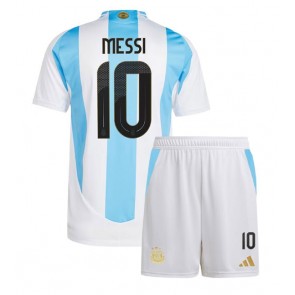 Billiga Argentina Lionel Messi #10 Hemmatröja Barn Copa America 2024 Kortärmad (+ Korta byxor)